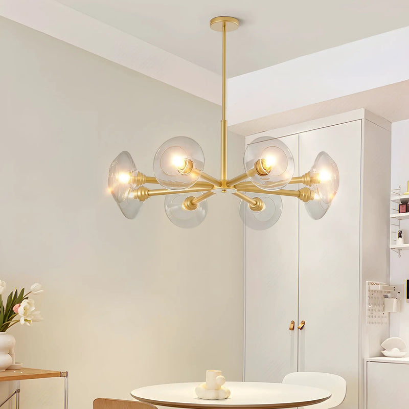 36" Modern Gold 8-Light Sputnik Chandelier with Clear Glass Shades by HouseOfZazla