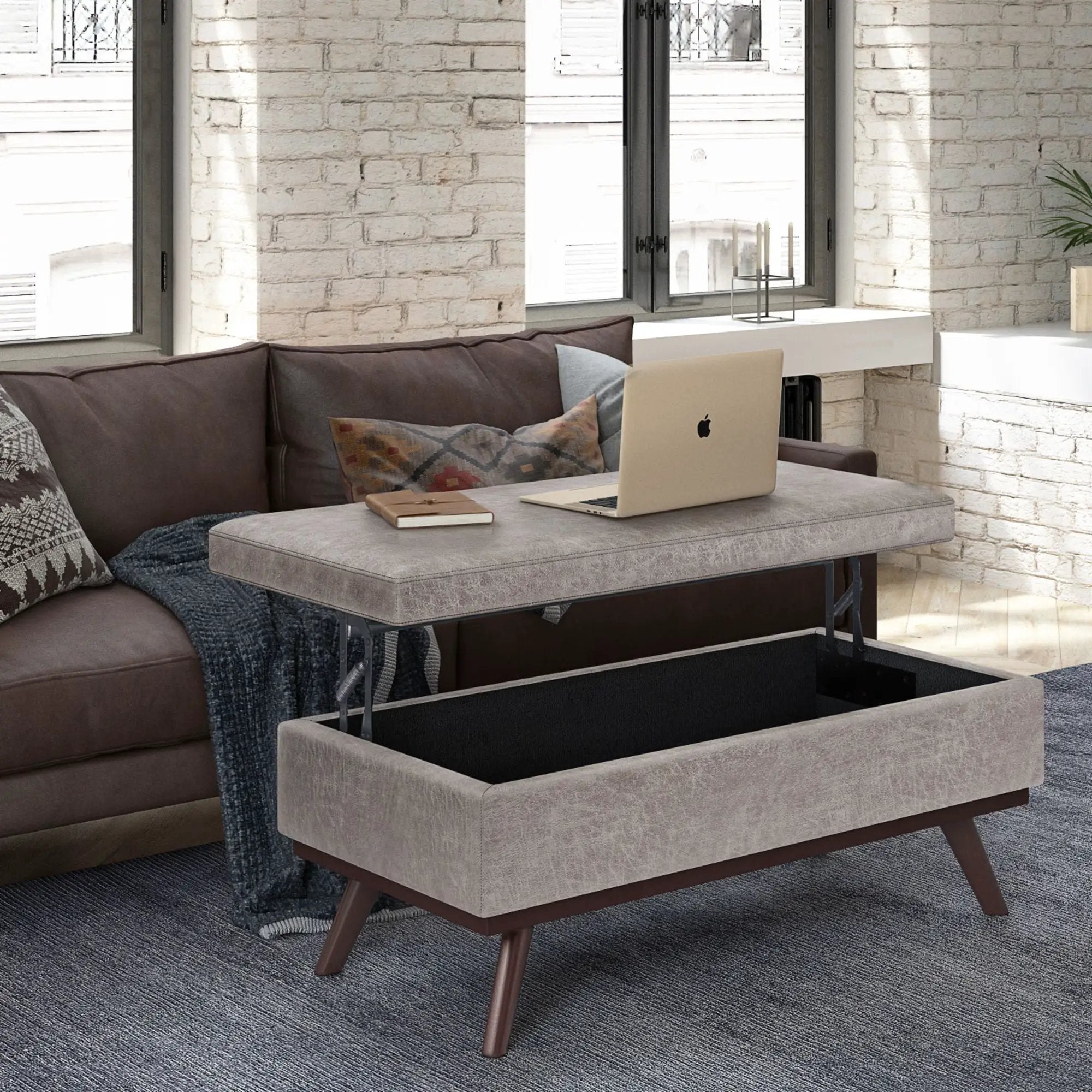 Owen - Lift Top Large Coffee Table Storage Ottoman, Mid Century Style by Unique Piece Furniture