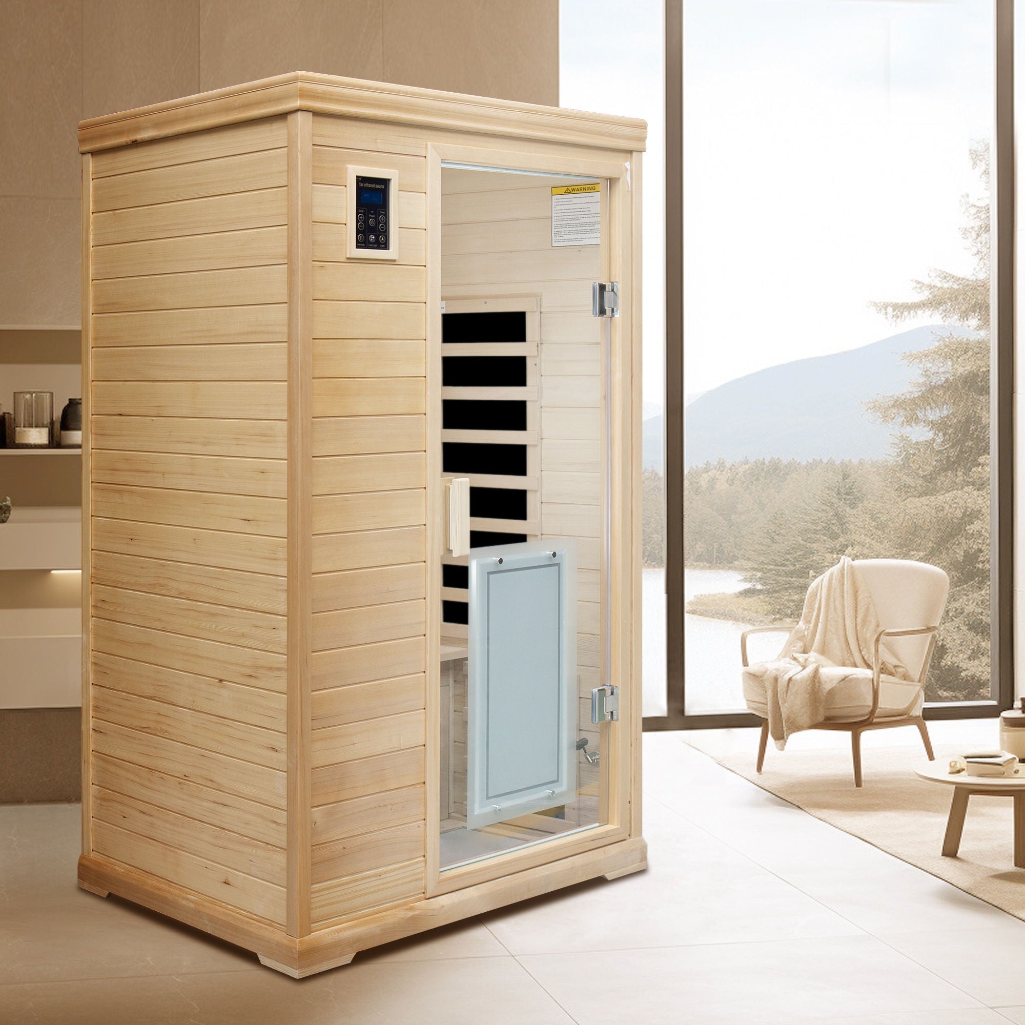 2 Person Far Infrared Hemlock Indoor Sauna Room - Natural by HouseOfZazla