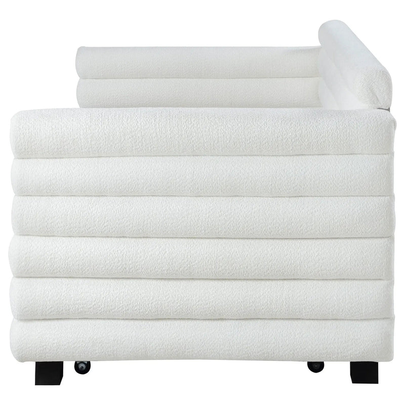 Fandango - Upholstered Twin Day Bed With Trundle - White by HouseOfZazla
