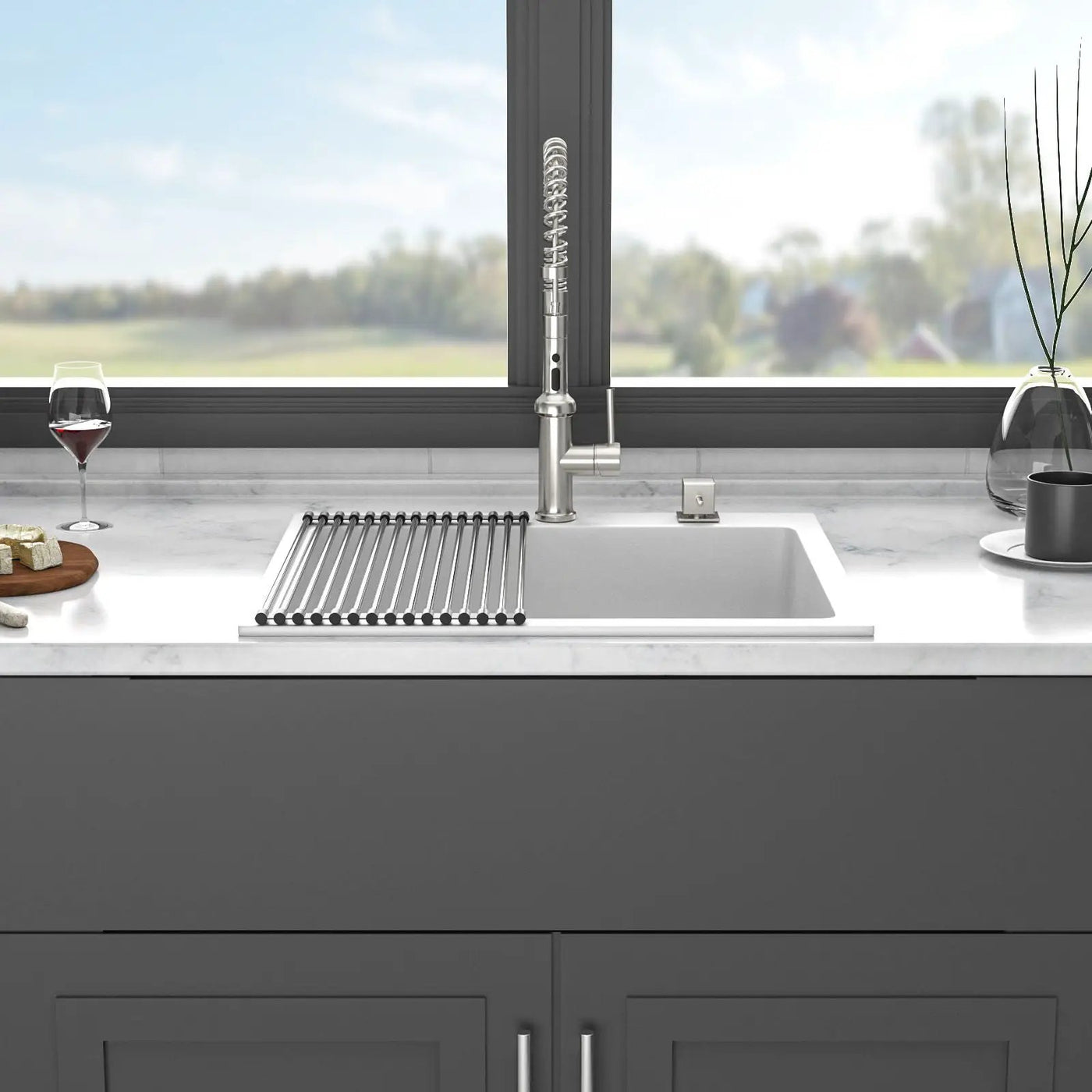 Quartz Kitchen Sink, Granite Composite, Drop In Sink With Durable Design by HouseOfZazla