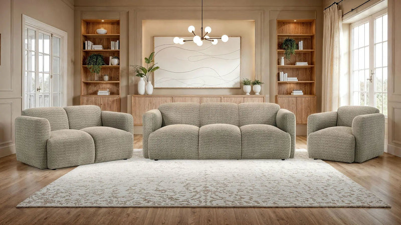 Dorset 3-piece Upholstered Round Track Arm Sofa Set Brown by Unique Piece Furniture