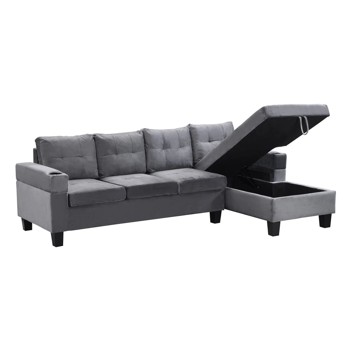 Modern Sectional Sofa Set With L Shape Chaise Lounge And Storage by HouseOfZazla
