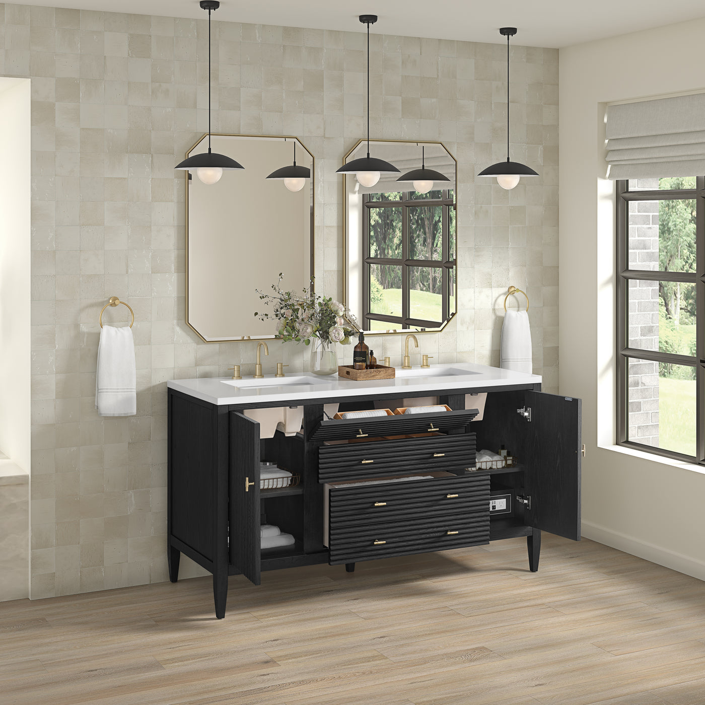 James Martin Myrrin 60" Double Bathroom Vanity, Carbon Oak, view 24