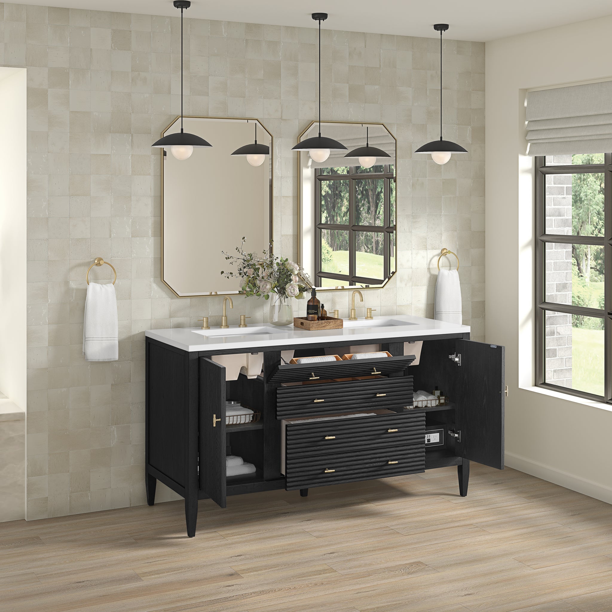 James Martin Myrrin 60" Double Bathroom Vanity, Carbon Oak, view 24