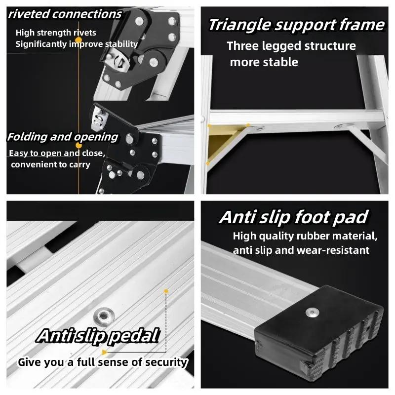 Aluminum Step Ladder Heavy Duty Foldable Aluminum Platform 330 Lbs Capacity by HouseOfZazla