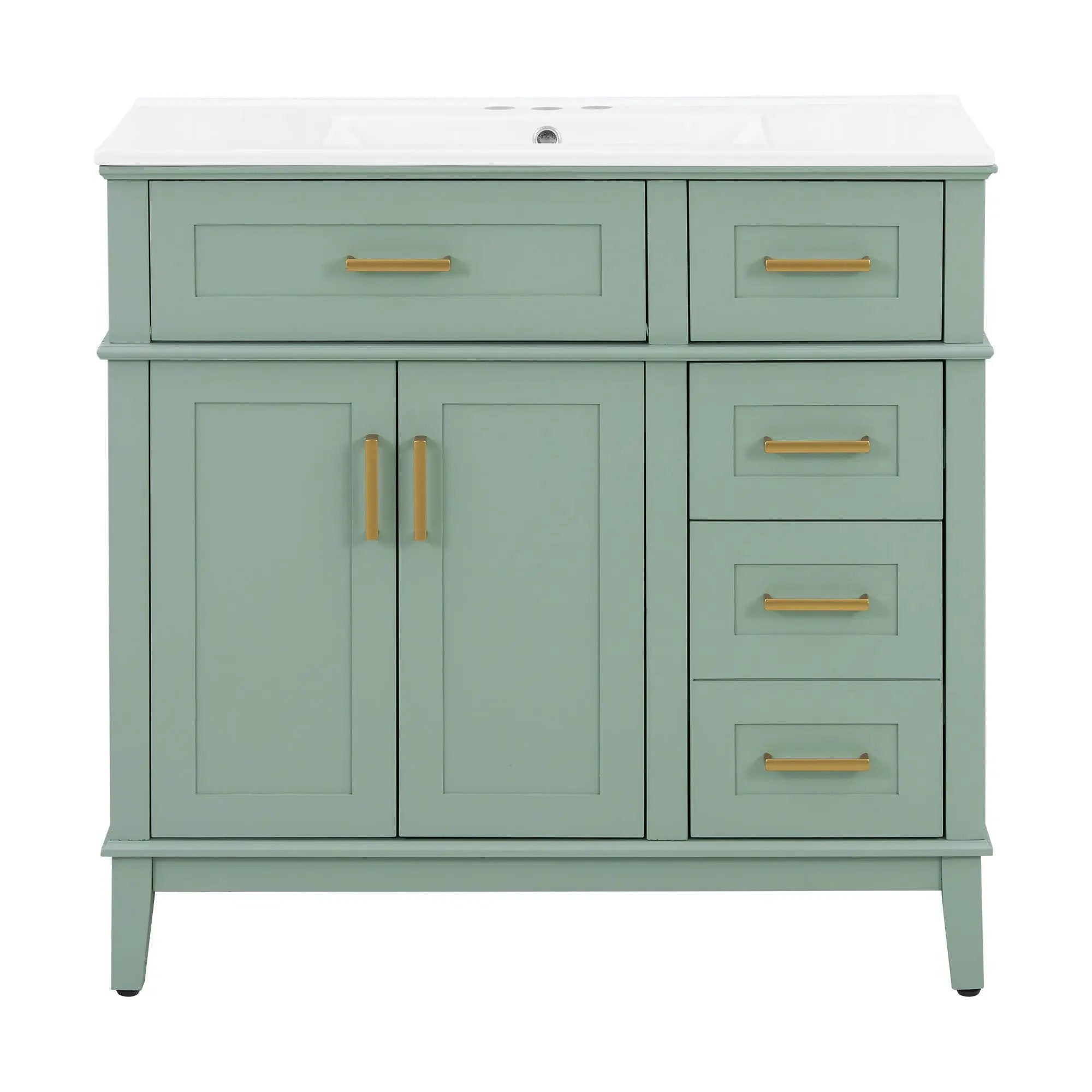 Bathroom Vanity With Sink, Soft Close Doors, 4 Storage Drawers