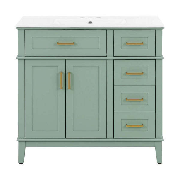 Bathroom Vanity With Sink, Soft Close Doors, 4 Storage Drawers