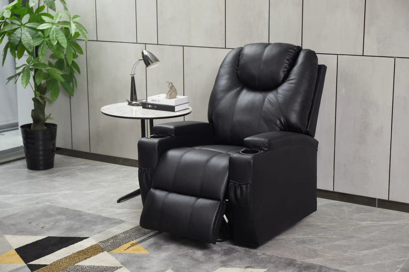 Modern Recliner Chair With Cup Holders, Remote Control by Unique Piece Furniture