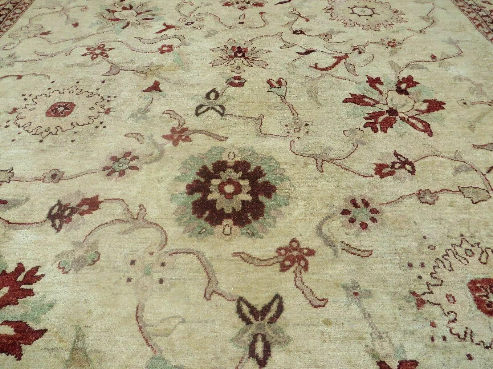 10' X 14' Vintage Hand Knotted Made Indian Agra Wool Rug Vegetable Dyes by Jewel Rugs