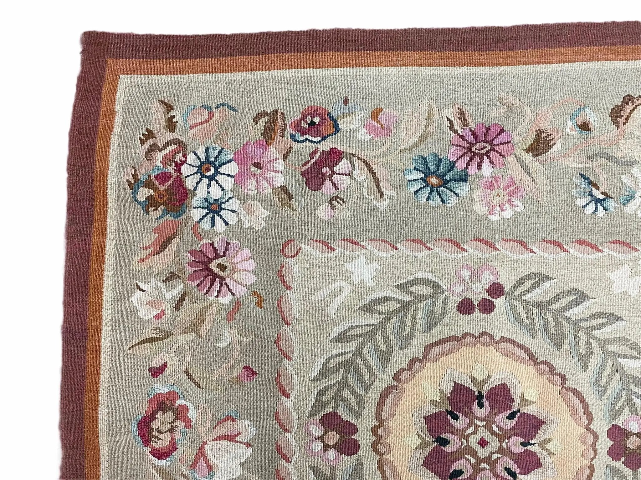 9x13 Needlepoint Carpet, French Design Rug, Hand-Knotted, Brand New Needlepoint Rug 9 x 13, English French European Style, Beige Floral by Jewel Rugs