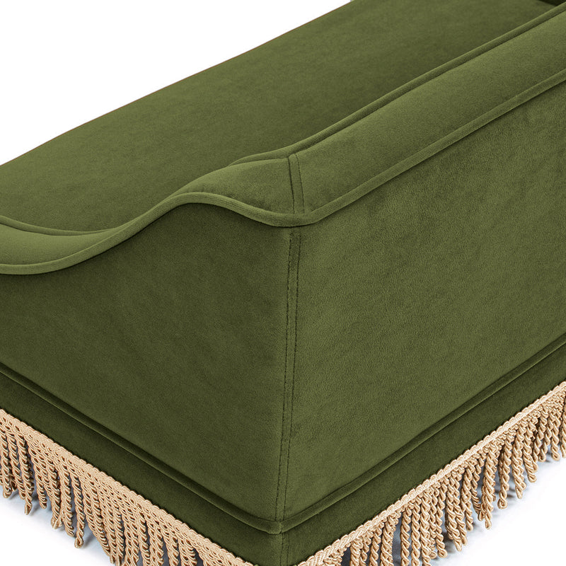 Duchess 33' Medium Princess Pet Bed Sofa with Fringe Skirt, Olive Green Velvet by HouseOfZazla