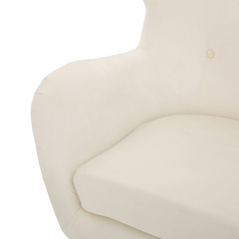 Style Velvet Arm Chair With Wingback And Flared Arms - Ivory by HouseOfZazla