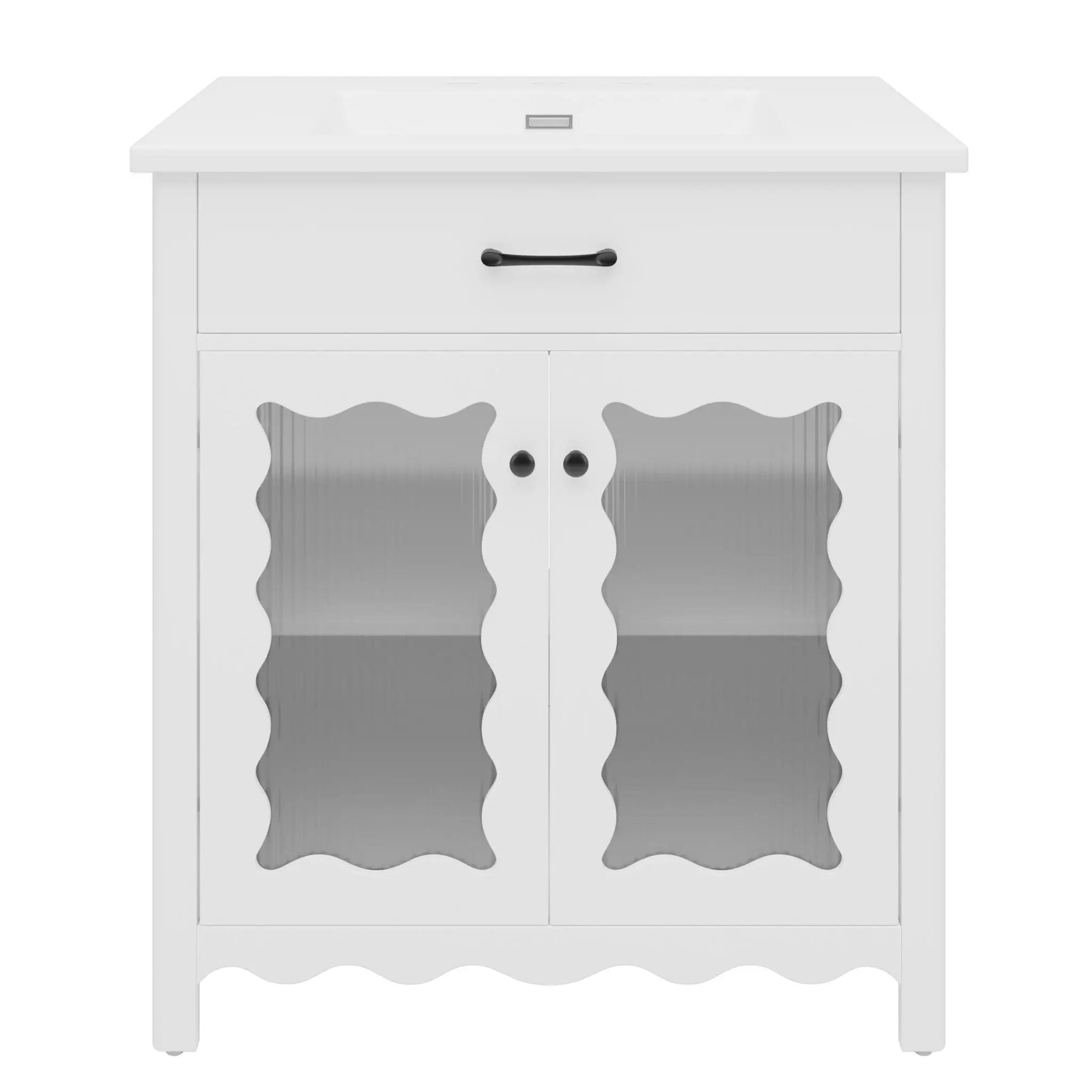 Modern Bathroom Vanity With Tempered Glass Doors