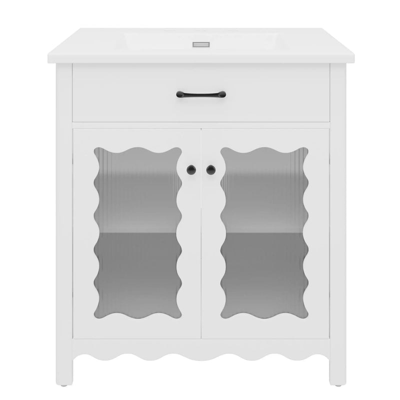 Modern Bathroom Vanity With Tempered Glass Doors