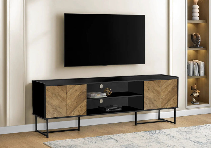 TV Stand, Console, Media Entertainment Center, Storage Cabinet, Modern - Black by Unique Piece Furniture