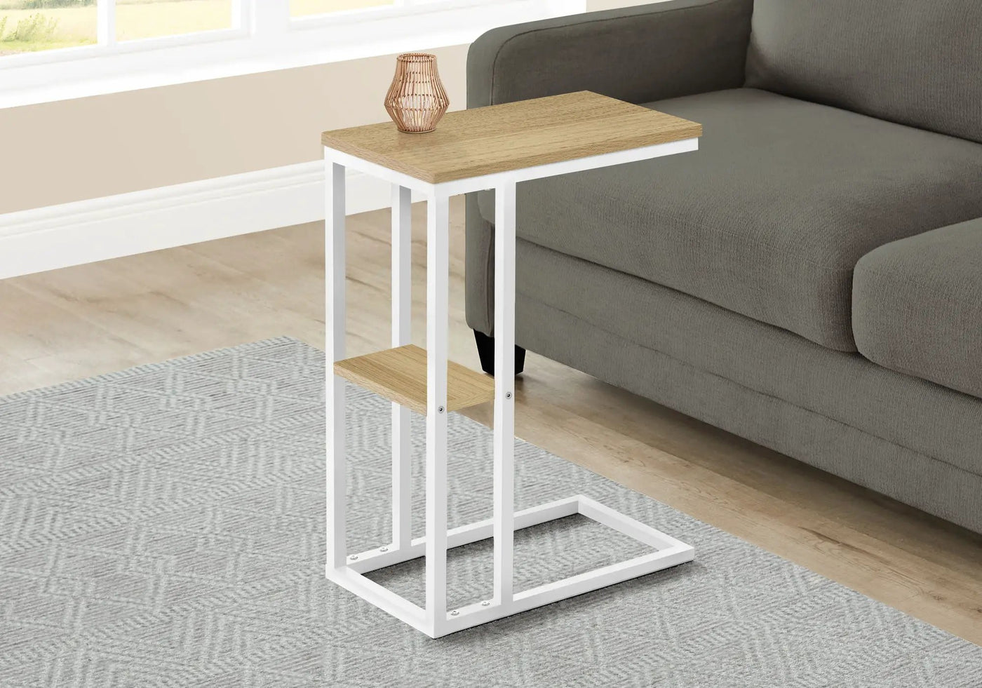 Accent Table, C - Shaped, Marble Look Contemporary & Modern Convenient Design by Unique Piece Furniture