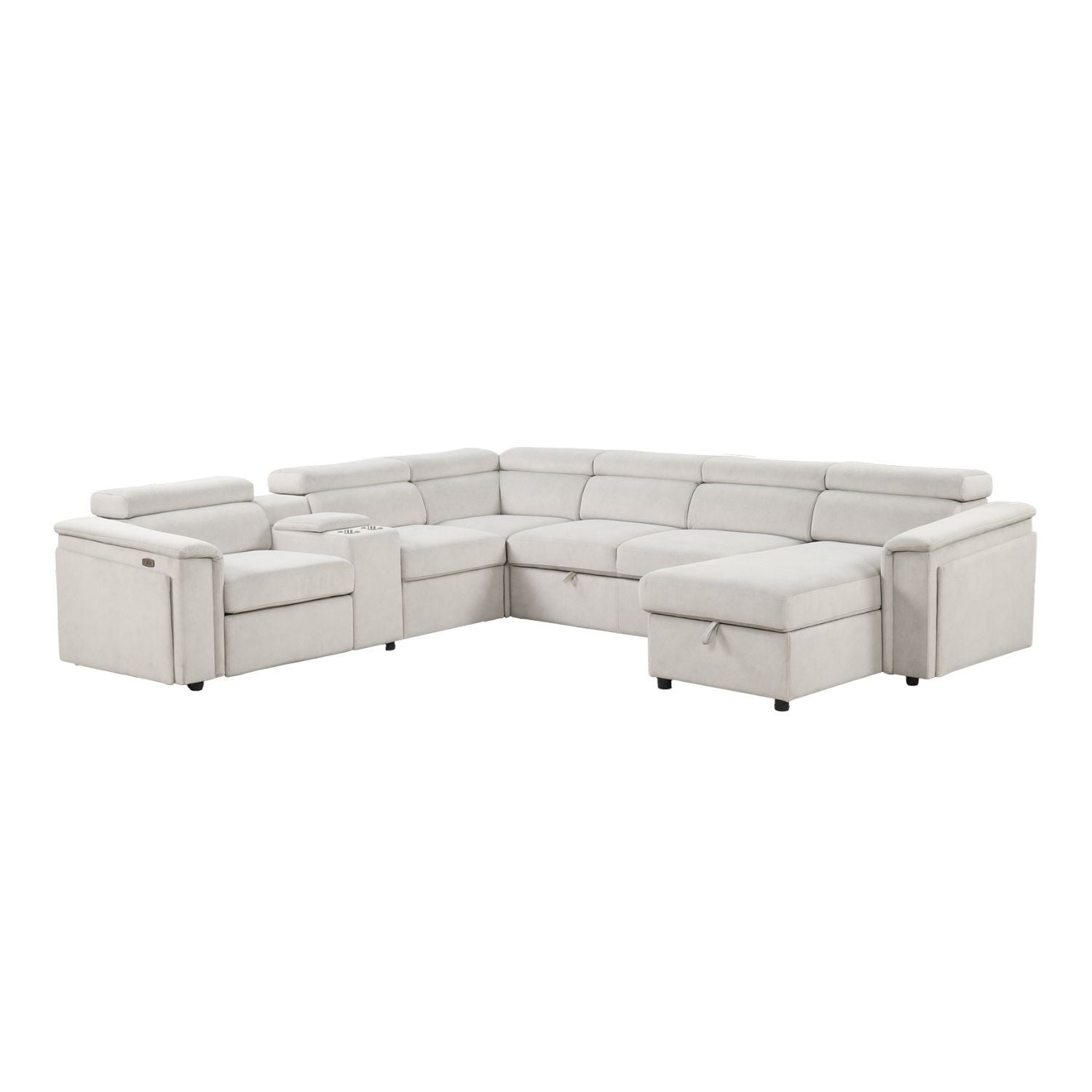 Harvey - Power Recliner Sectional Sleeper - Beige by HouseOfZazla