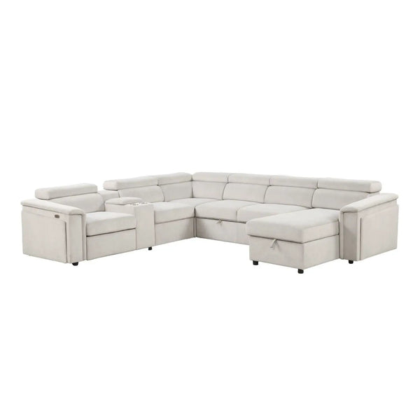 Harvey - Power Recliner Sectional Sleeper - Beige