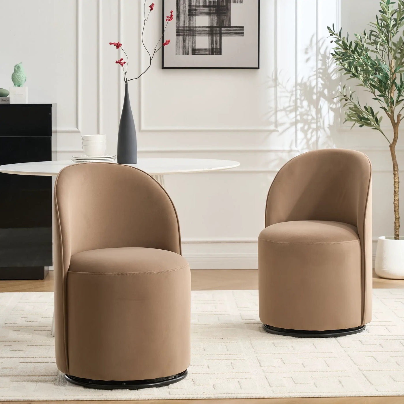 360 Degree Swivel Armless Dining Barrel Chair by Unique Piece Furniture