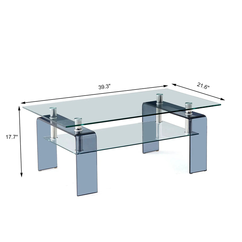 Modern Tempered Glass Coffee Table With 2 Tier Storage For Living Room by HouseOfZazla
