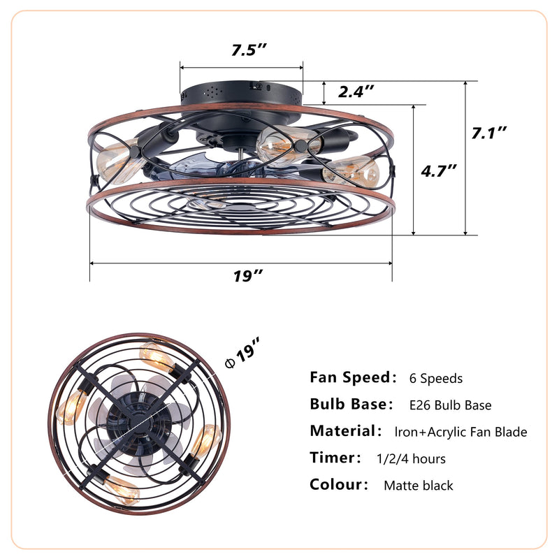 20'' Mounting Type Caged Ceiling Fan with Lights and Remote Control by HouseOfZazla