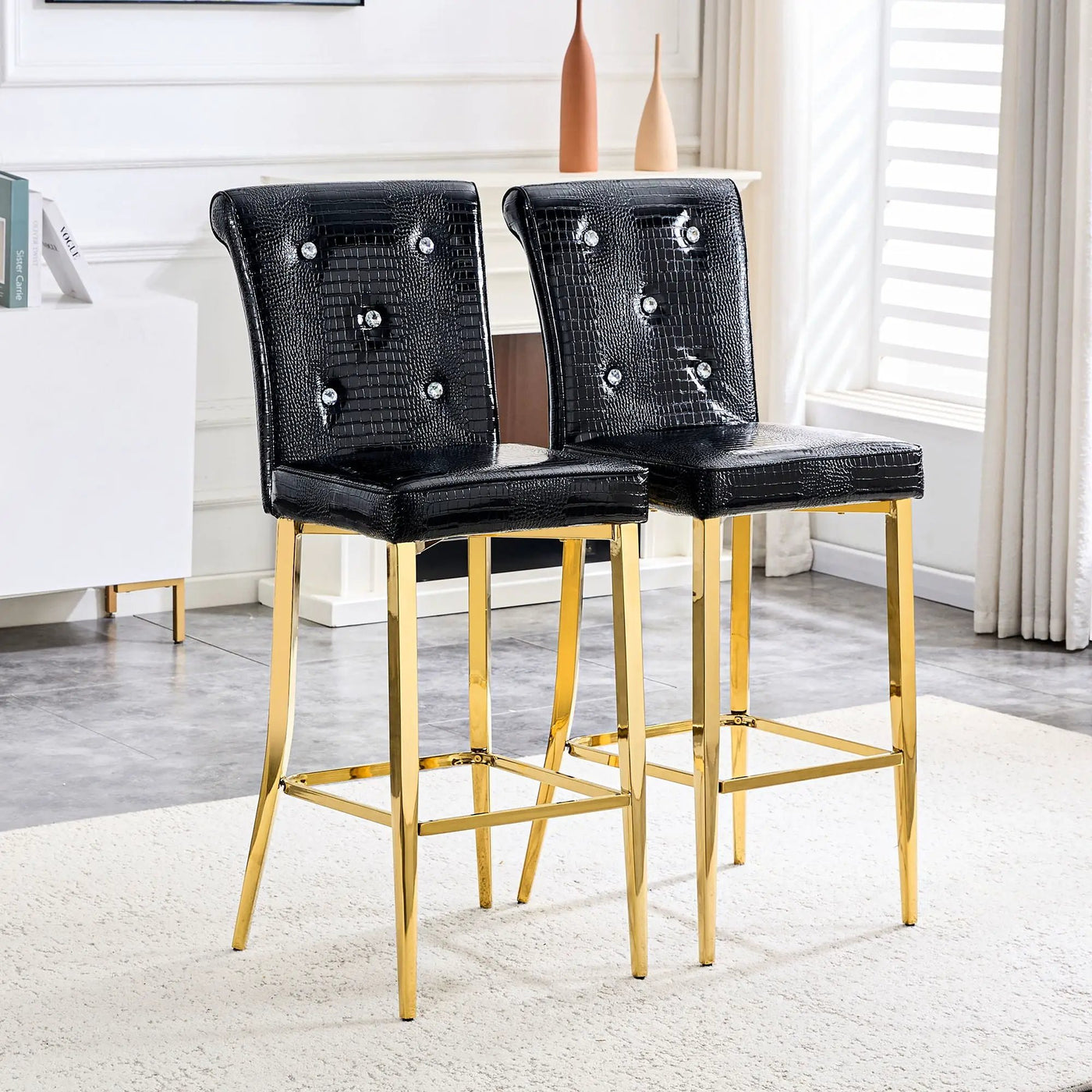 Bar Chairs With Crystal Clasp Design (Set of 2) by Unique Piece Furniture