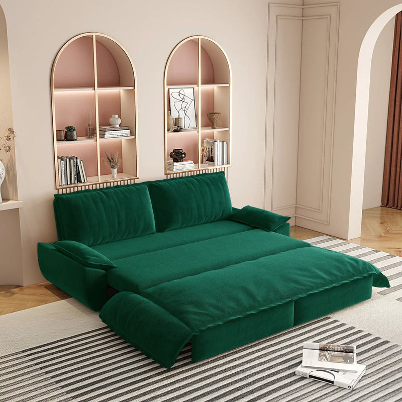 Queen Pull Out 3 In 1 Convertible Sleeper Sofa, Multi-Functional by HouseOfZazla