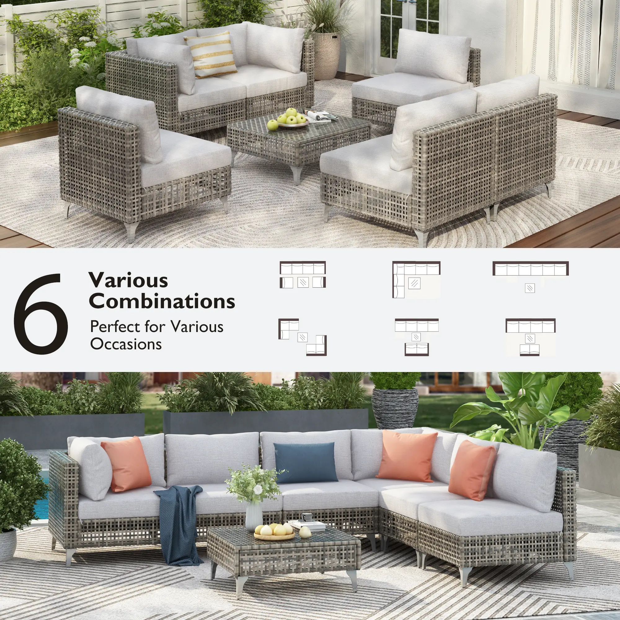 K&K 7-Piece Wicker Patio Furniture Set by HouseOfZazla
