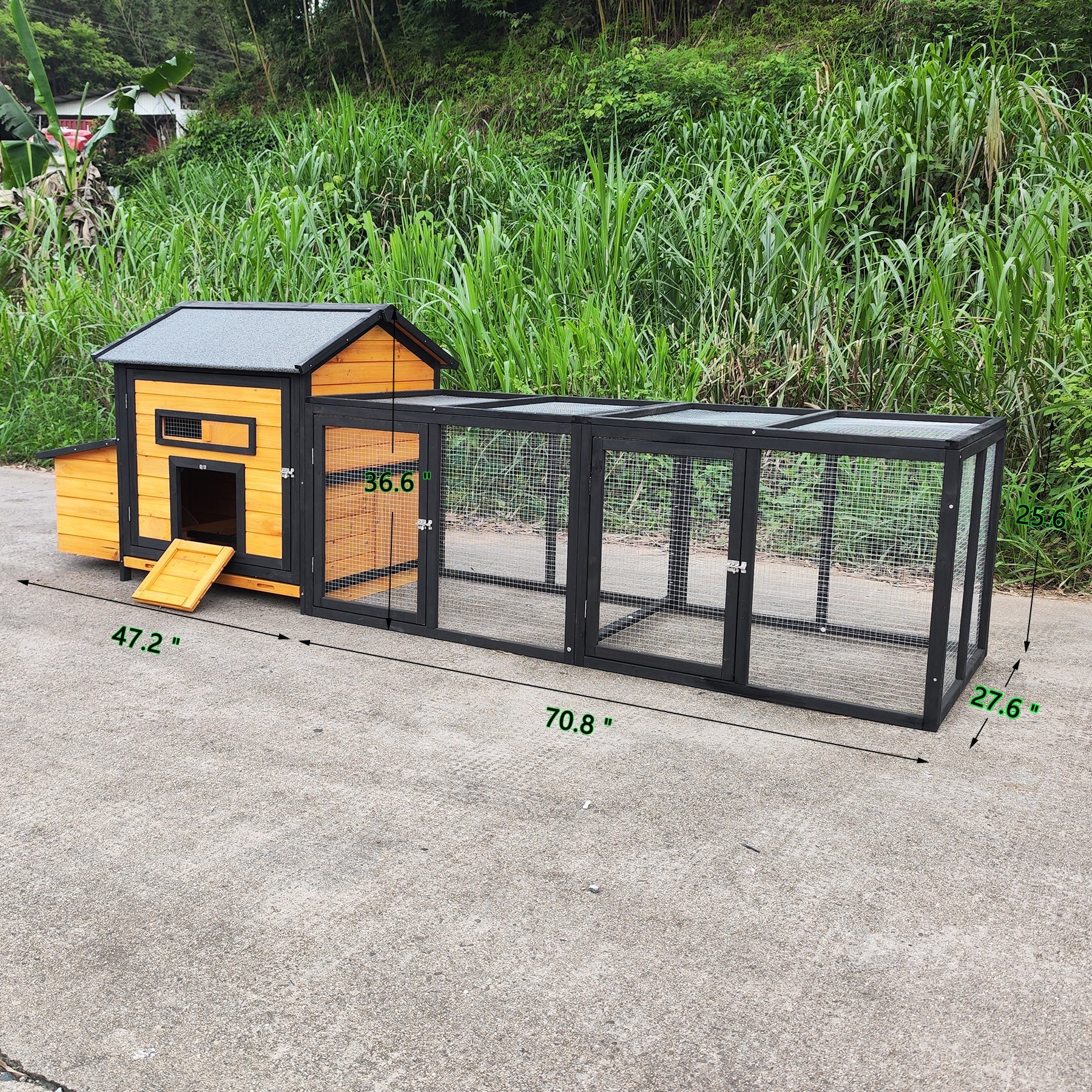 114" Wooden Chicken Coop with Outdoor Run by HouseOfZazla