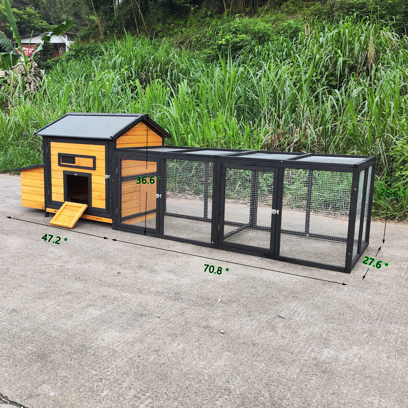 114" Wooden Chicken Coop with Outdoor Run by HouseOfZazla