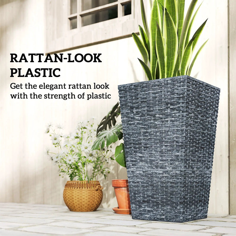 Taper Planters Set of 3 with Drainage Holes for Indoor and Outdoor Use by HouseOfZazla