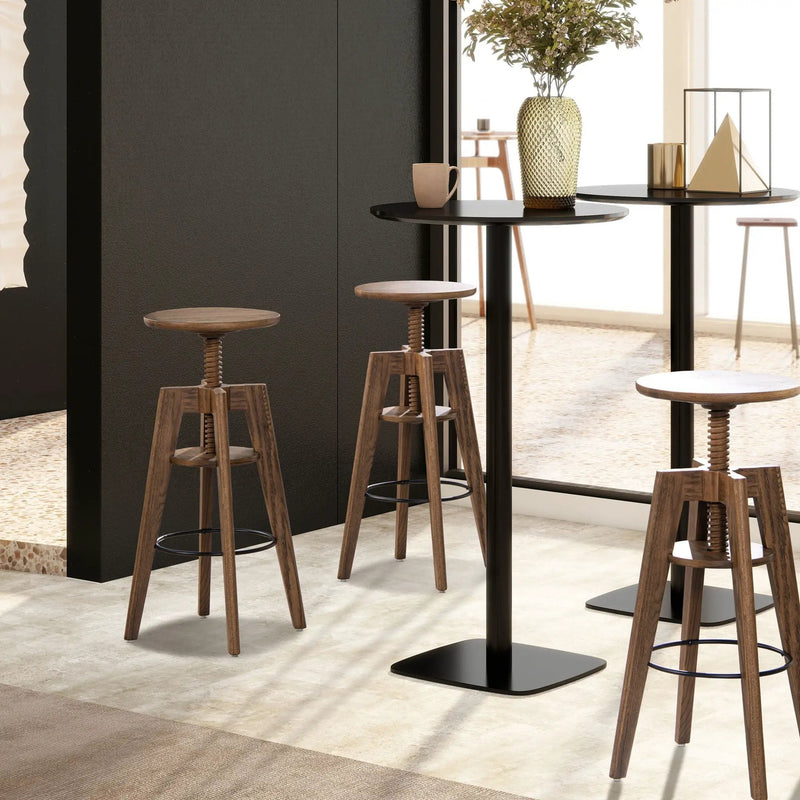 Spencer - Minimalist Oak Adjustable Bar Counter Stool - Walnut Brown Oak by Unique Piece Furniture