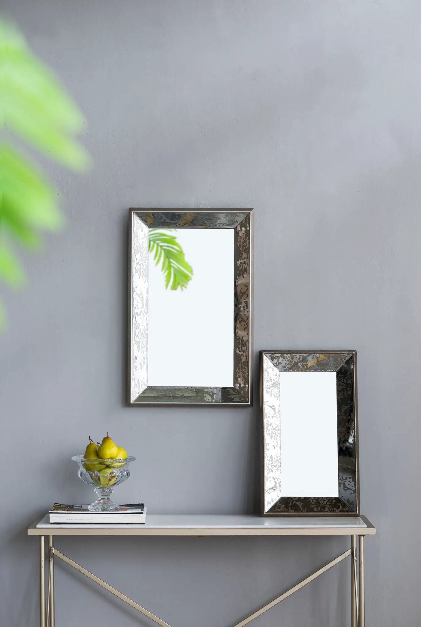 Antique Rectangle Mirror with Floral Accents by HouseOfZazla