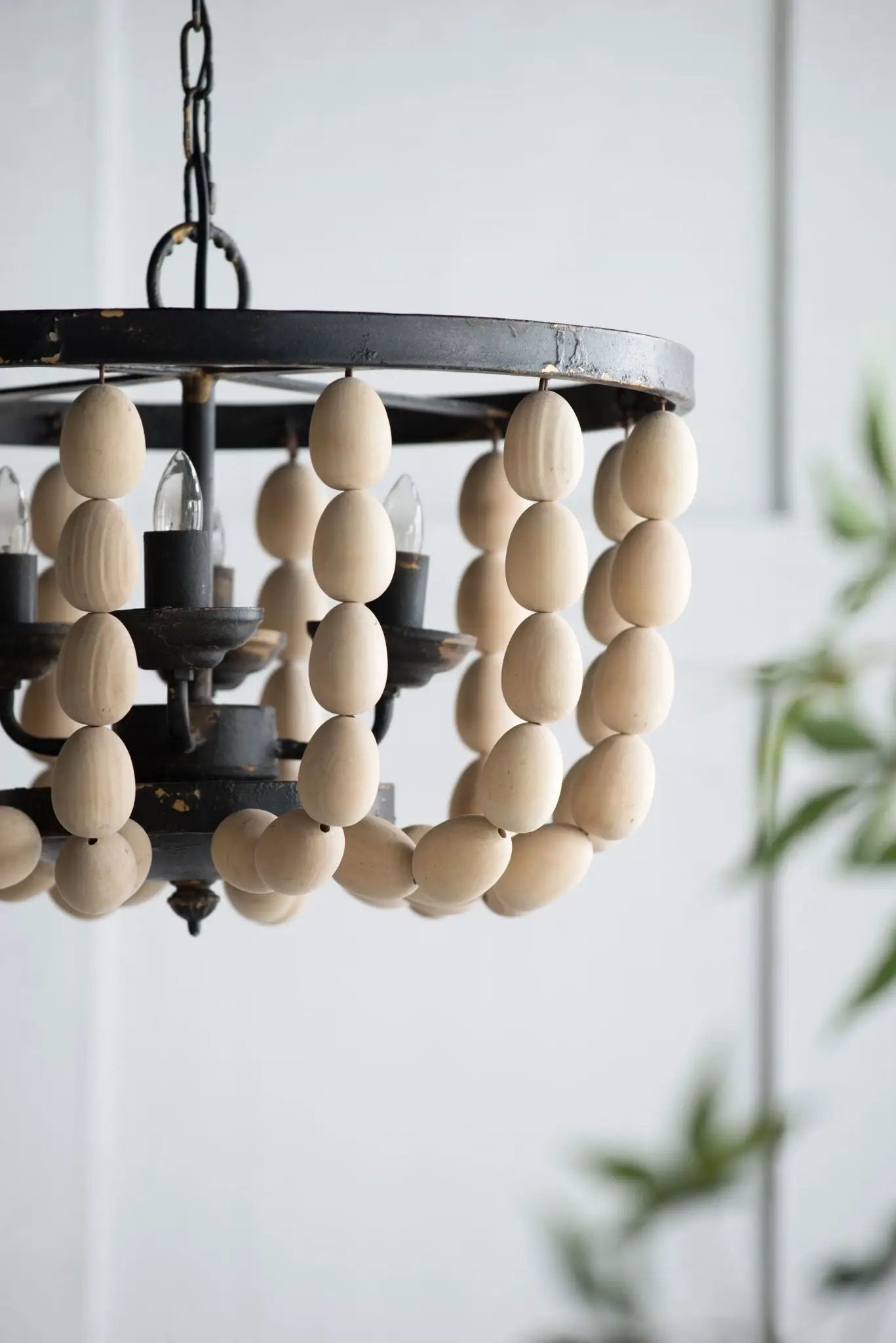 4 Light Wood Chandelier, Hanging Light Fixture With Adjustable Chain For Kitchen, Bulb Not Included - Cream by Unique Piece Furniture