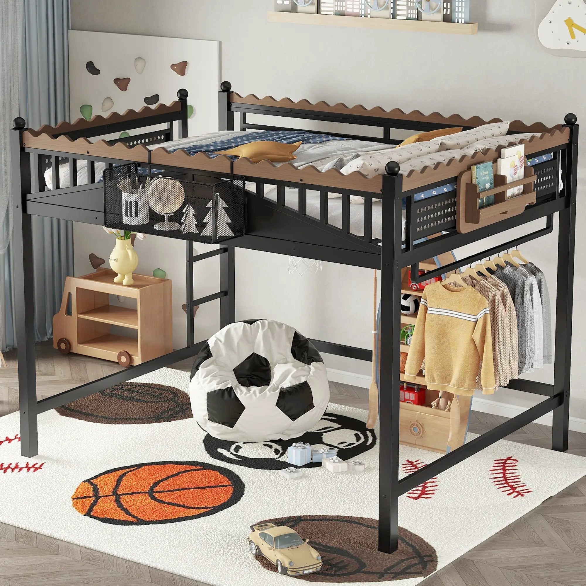 Queen Size Loft Bed with Ladders and Storage by HouseOfZazla