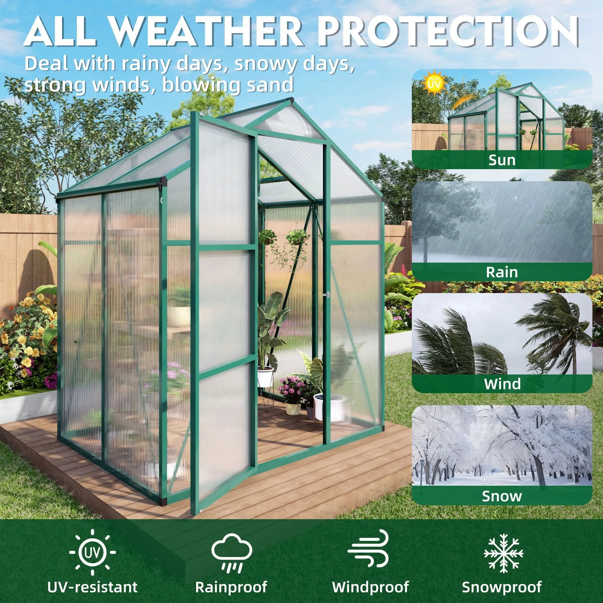 Polycarbonate Walk-In house, Raised Base For Outdoor In All Season by HouseOfZazla