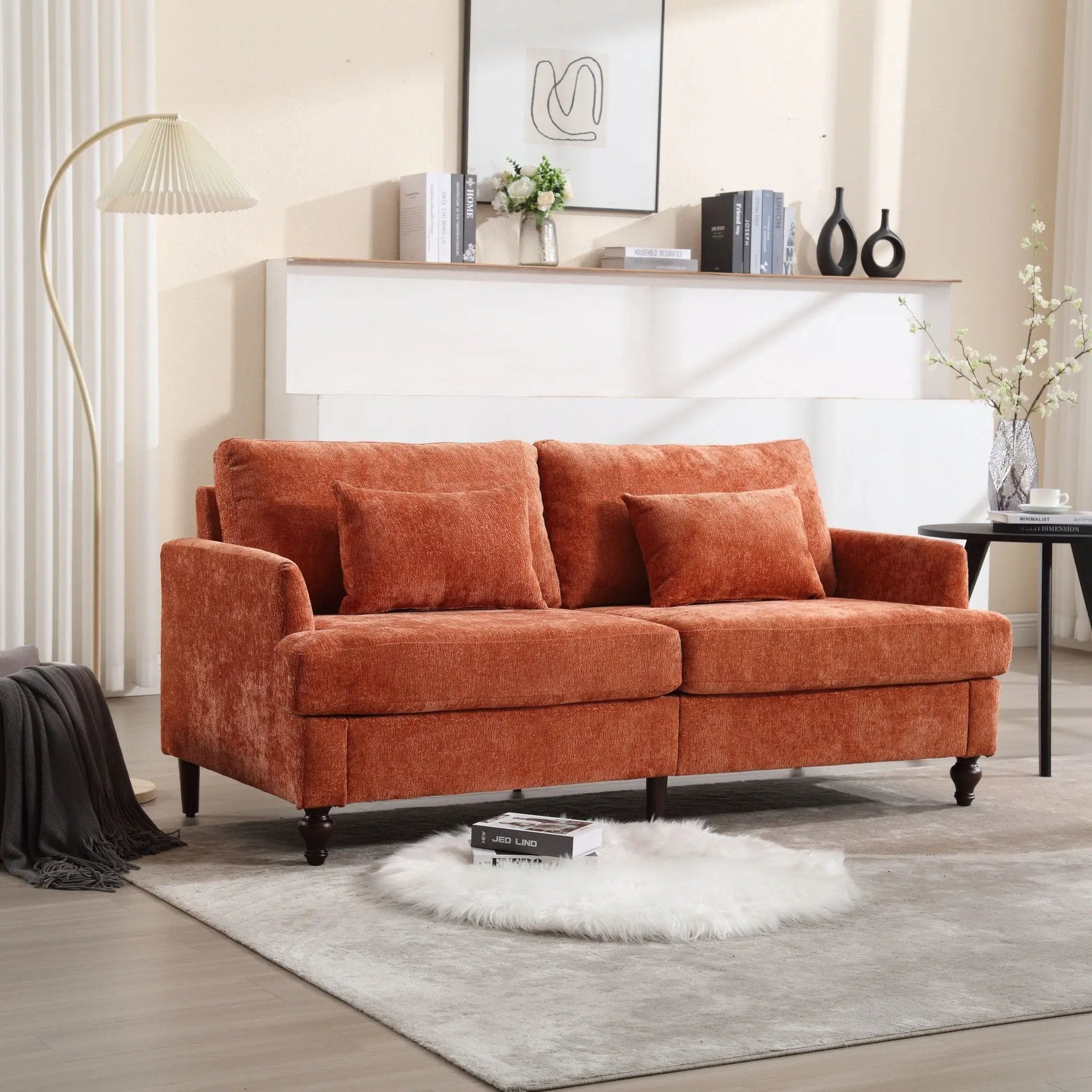 Mid Century Modern Fabric Loveseat Sofa, 2 Seat Upholstered Couch by HouseOfZazla