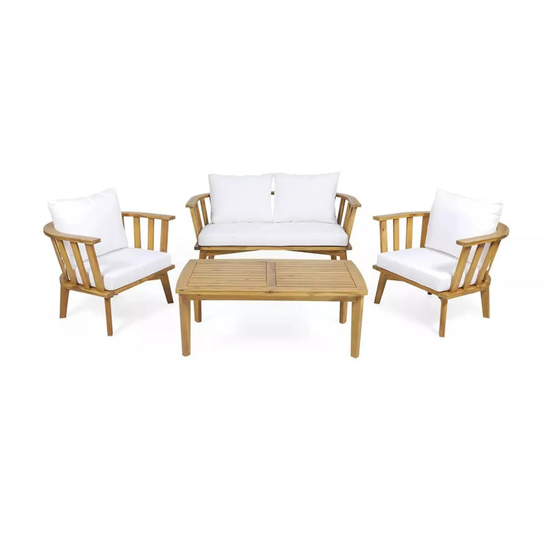 4-Pieces Acacia Wood Patio Furniture Set with Cushions by HouseOfZazla