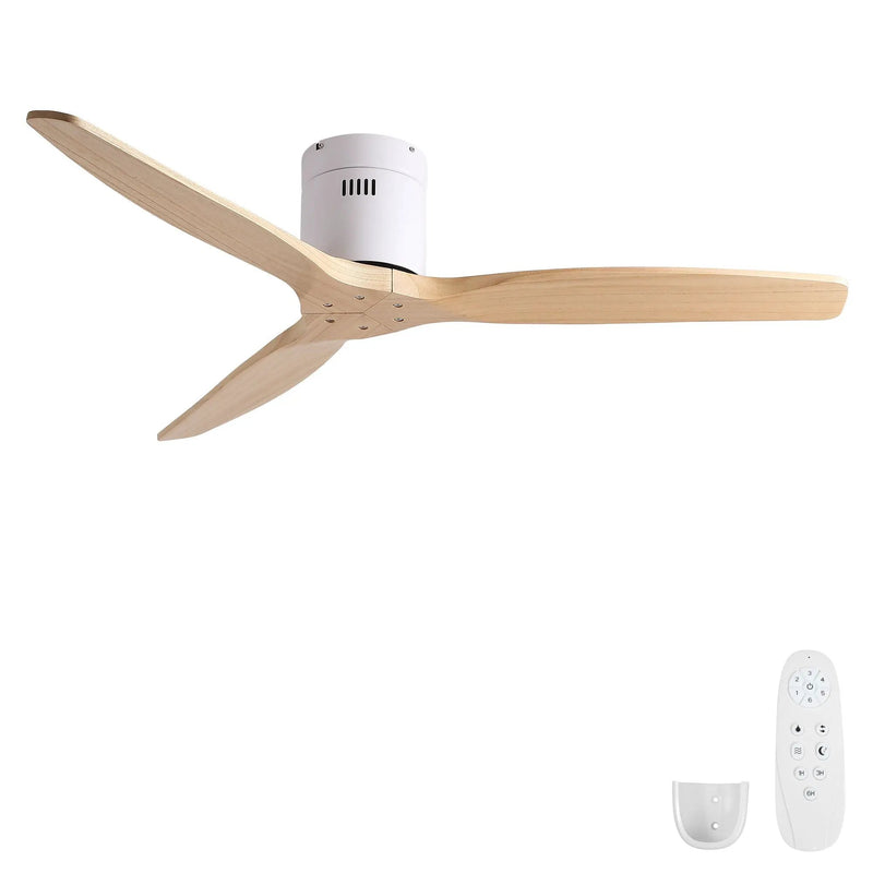 Low Profile Flush Ceiling Fan Without Light - Matte White / White by Unique Piece Furniture