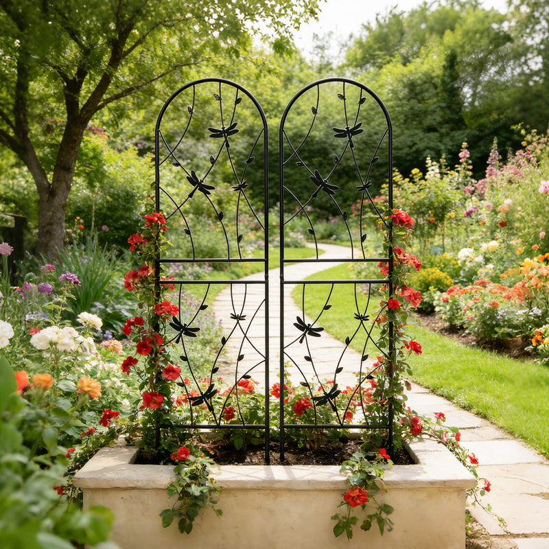 2 Pack Metal Garden Trellis 71" x 19.7" Rustproof Trellis for Climbing Plants by HouseOfZazla