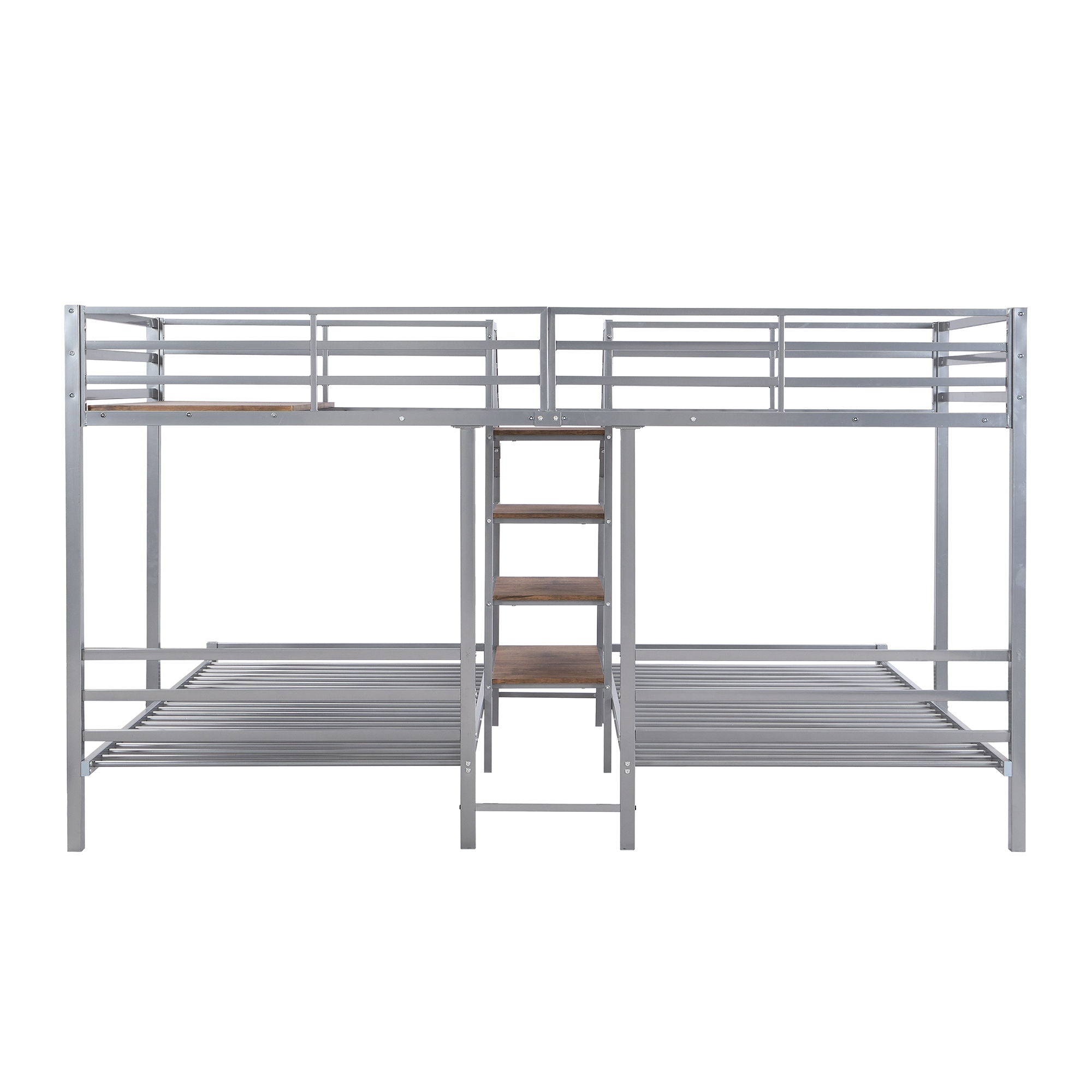 Metal Bunk Bed With Storage Shelves Staircase by HouseOfZazla