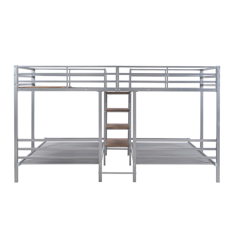 Metal Bunk Bed With Storage Shelves Staircase by HouseOfZazla