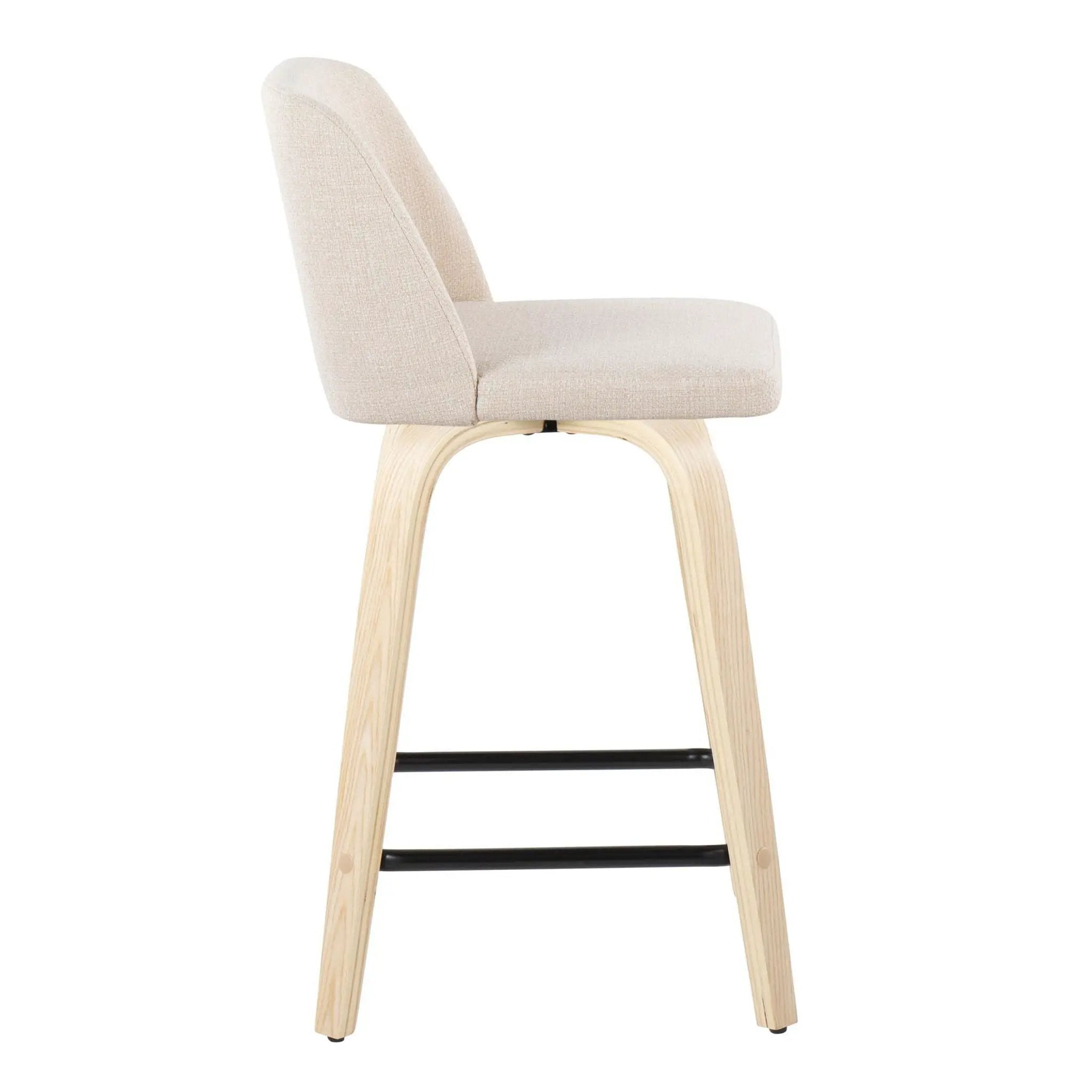 Toriano - Contemporary Modern Design Fixed Height Counter Stool With Swivel With Square Footrest (Set of 2) by HouseOfZazla