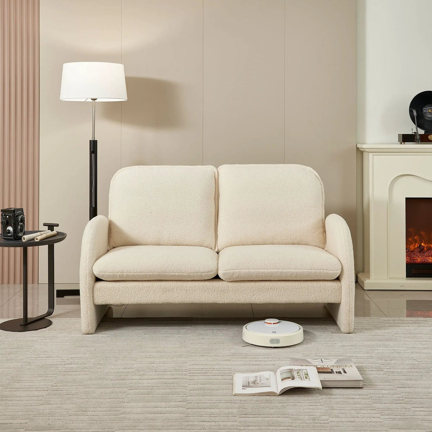 Loveseat Sofa Small Couch For Living Room, Sherpa Fabric Upholstered Loveseat Sofa Couch, Small Loveseat Sofa For Apartment, Bedroom by HouseOfZazla