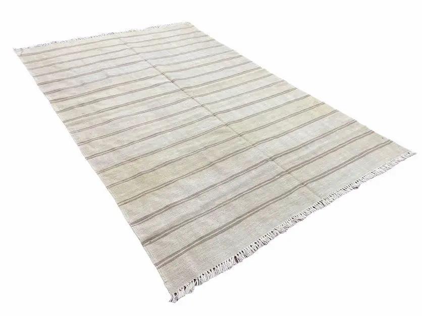 5x8 Turkish Kilim Rug, Flatweave Carpet, Striped Blanket, Southwestern Design, New, Gray, Wool, High Quality, Hand-Knotted by Jewel Rugs