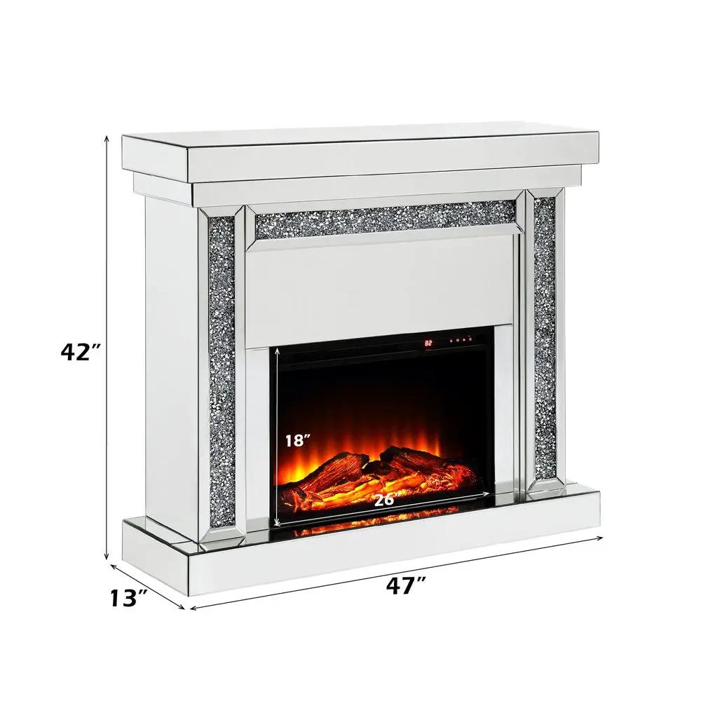 Noralie - 42" Fireplace - Mirrored & Faux Diamonds by Unique Piece Furniture