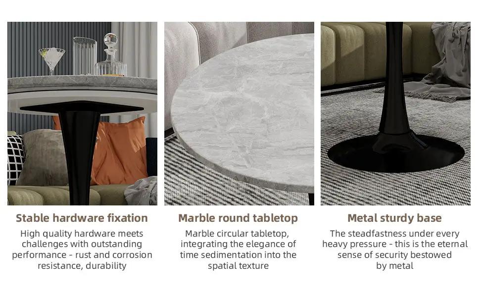27.6-Inch Round Faux Marble Dining Table by HouseOfZazla
