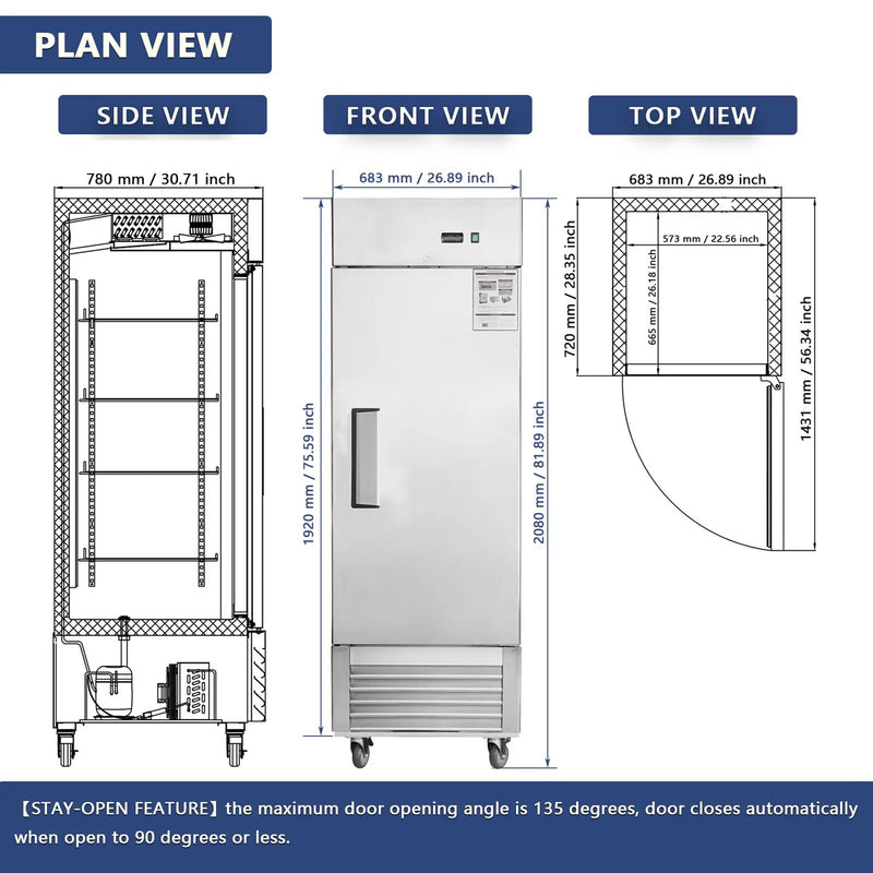 27" Commercial Refrigerator with Solid Door by HouseOfZazla