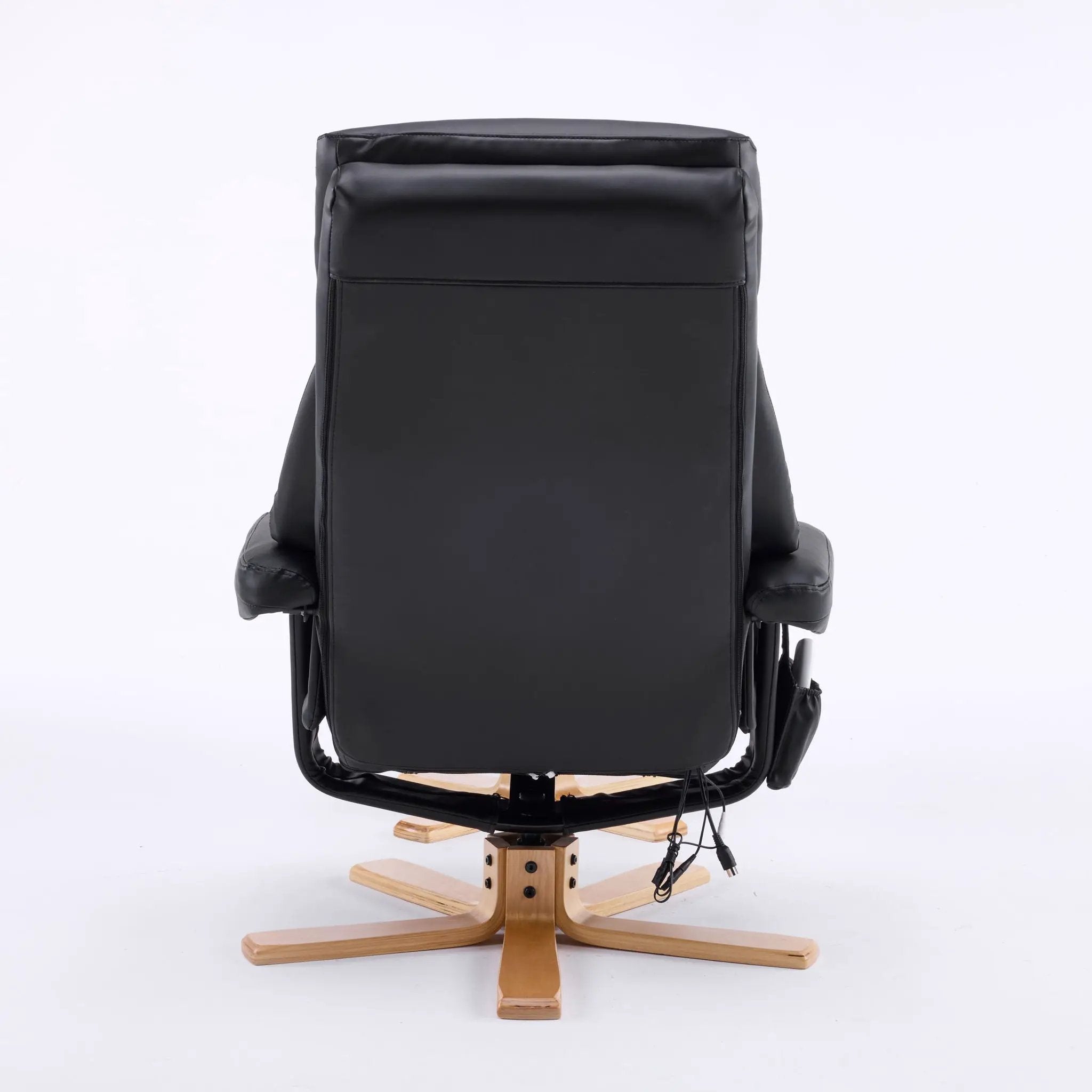 Upholstered Heated Massage 360° Swivel Accent Chair With Ottoman by HouseOfZazla